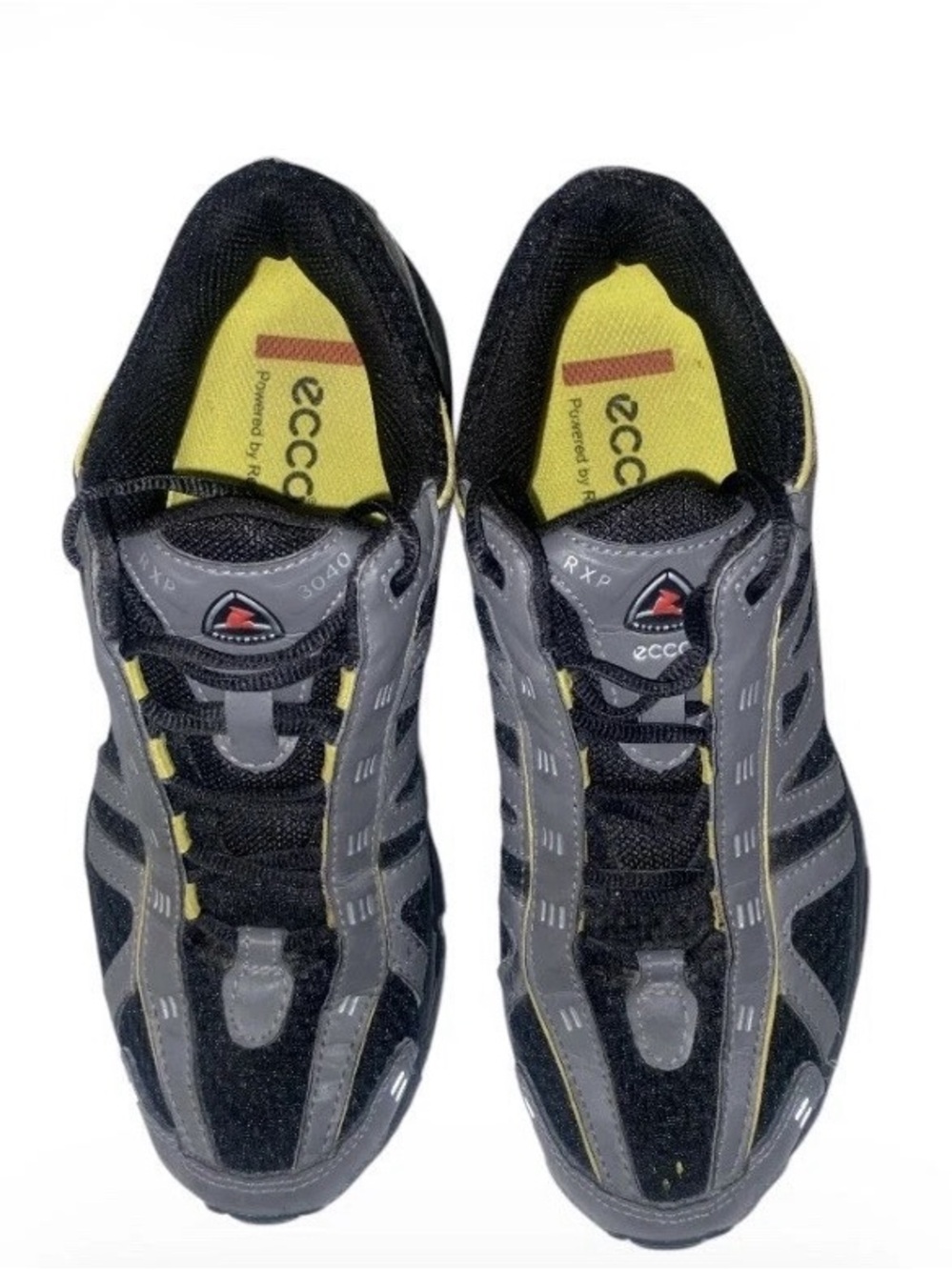 Ecco Black and Gray Athletic Sneakers with Yellow Insoles